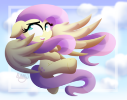 Size: 3076x2411 | Tagged: safe, artist:bubbly-storm, fluttershy, pegasus, pony, g4, female, high res, mare, solo, spread wings, wings