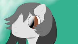 Size: 1280x720 | Tagged: safe, artist:jimmy draws, pony, eye, eyes, simple background, smiling, solo