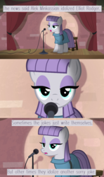 Size: 1280x2160 | Tagged: safe, edit, edited screencap, screencap, maud pie, earth pony, pony, g4, the maud couple, alek minkassian, comic, current events, elliot rodger, female, incel, mare, maud the comedian, microphone, murder, screencap comic, solo, stage, stand-up comedy, toronto, virgin