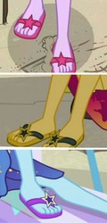 Size: 786x1631 | Tagged: safe, sci-twi, sunset shimmer, trixie, twilight sparkle, equestria girls, equestria girls specials, friendship math, g4, my little pony equestria girls: better together, my little pony equestria girls: forgotten friendship, feet, flip-flops, legs, pictures of legs, sandals