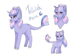 Size: 2224x1668 | Tagged: safe, artist:kittii-kat, oc, oc only, oc:tallulah moon, pony, unicorn, bust, female, filly, magical lesbian spawn, mare, offspring, parent:trixie, parent:twilight sparkle, parents:twixie, portrait, reference sheet, simple background, solo, white background