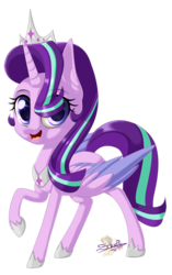 Size: 626x1000 | Tagged: safe, artist:unisoleil, starlight glimmer, alicorn, pony, g4, alicornified, crown, cute, female, glimmerbetes, jewelry, race swap, regalia, simple background, solo, starlicorn, transparent background, two toned wings