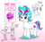 Size: 2400x2250 | Tagged: safe, artist:willdabeard, oc, oc:flurry, oc:half pint, oc:misty, breezie, changeling, pony, unicorn, blue mane, concept art, cutie mark, high res, macro/micro, micro, pink mane, shrinking, shrunk, white fur