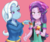 Size: 900x750 | Tagged: safe, artist:tzc, starlight glimmer, trixie, human, equestria girls, equestria girls specials, g4, my little pony equestria girls: mirror magic, beanie, clothes, crackers, food, hat, ice cream, ice cream cone, peanut butter, peanut butter crackers, shirt, simple background, that human sure does love peanut butter crackers, vest