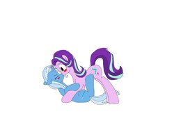 Size: 1754x1240 | Tagged: safe, artist:xbluestreakx, starlight glimmer, trixie, pony, unicorn, g4, blushing, cute, duo, female, kiss on the lips, kissing, lesbian, love, making out, mare, ship:startrix, shipping, simple background, white background