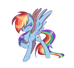 Size: 3257x2978 | Tagged: safe, artist:drawbauchery, rainbow dash, pegasus, pony, g4, chest fluff, female, high res, looking back, mare, simple background, smiling, smirk, solo, spread wings, white background, wings
