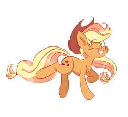 Size: 3257x2978 | Tagged: safe, artist:drawbauchery, applejack, earth pony, pony, g4, female, freckles, happy, high res, looking back, mare, one eye closed, smiling, solo, wink