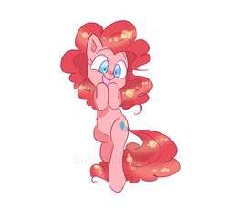 Size: 3257x2978 | Tagged: safe, artist:drawbauchery, pinkie pie, earth pony, pony, g4, cute, diapinkes, female, happy, high res, mare, open mouth, simple background, solo, standing, white background