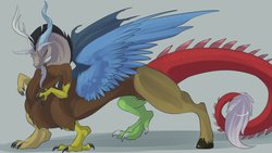 Size: 1280x721 | Tagged: safe, artist:qwertydragon, discord, centaur, taur, g4, looking at you, male, solo