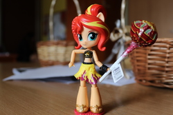 Size: 6000x4000 | Tagged: safe, artist:artofmagicpoland, sunset shimmer, equestria girls, g4, my little pony equestria girls: better together, basket, candy, clothes, doll, equestria girls minis, eqventures of the minis, female, food, irl, lollipop, photo, solo, swimsuit, toy