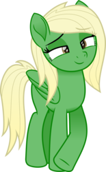 Size: 1492x2413 | Tagged: safe, artist:itspeahead, oc, oc only, pegasus, pony, g4, my little pony: the movie, blonde, brown eyes, crossed legs, female, lidded eyes, looking at you, mare, movie accurate, simple background, smiling, solo, transparent background, vector