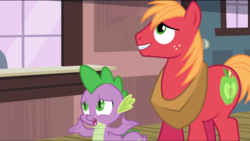 Size: 1360x768 | Tagged: safe, screencap, big macintosh, spike, earth pony, pony, dungeons and discords, g4, my little pony: friendship is magic