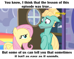 Size: 974x779 | Tagged: safe, anonymous artist, edit, edited screencap, screencap, fluttershy, zephyr breeze, flutter brutter, g4, my little pony: friendship is magic, angry, discovery family logo, opinion