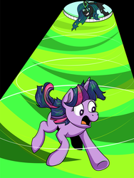 Size: 3749x4974 | Tagged: safe, artist:littletigressda, queen chrysalis, twilight sparkle, changeling, changeling queen, pony, unicorn, fanfic:twilight's travels in the multiverse, g4, explicit source, falling, fanfic, fanfic art
