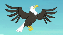 Size: 1280x720 | Tagged: safe, screencap, bald eagle, bird, eagle, g4, surf and/or turf, ambiguous gender, animal, flying, solo, spread wings, star spangled banner, wings, your heart is in two places