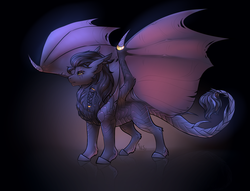 Size: 1024x782 | Tagged: safe, artist:nightskrill, oc, oc only, oc:nightskrill, dracony, hybrid, braid, eye scar, leonine tail, male, scar, solo, spread wings, wings