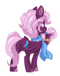 Size: 940x1188 | Tagged: safe, artist:dbkit, oc, oc only, oc:sweet dazzle, pegasus, pony, beauty mark, bracelet, clothes, commission, female, jewelry, looking at you, looking back, mare, scarf, simple background, solo, transparent background