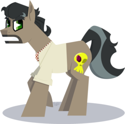 Size: 1930x1914 | Tagged: safe, artist:binkyt11, derpibooru exclusive, doctor caballeron, earth pony, pony, g4, angry, gritted teeth, lineless, looking back, male, neckerchief, pac-man eyes, raised hoof, simple background, solo, stallion, stubble, transparent background