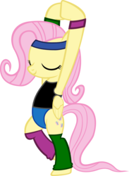 Size: 2434x3328 | Tagged: safe, artist:ironm17, artist:ninjashadow-x, fluttershy, pegasus, pony, g4, bipedal, clothes, eyes closed, female, high res, leotard, pose, simple background, solo, transparent background, vector, workout, workout outfit, yoga