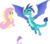 Size: 7029x6116 | Tagged: safe, artist:iscord, artist:luckreza8, artist:mattbas, artist:ninjashadow-x, fluttershy, princess ember, princess flurry heart, alicorn, dragon, pegasus, pony, g4, absurd resolution, dragoness, female, filly, flying, mare, simple background, tail hold, transparent background, trio, vector