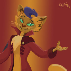 Size: 1500x1500 | Tagged: safe, artist:kelseyleah, capper dapperpaws, abyssinian, cat, anthro, g4, my little pony: the movie, chest fluff, clothes, gradient background, lineless, male, solo