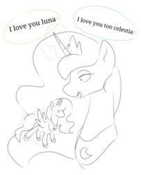Size: 1600x1985 | Tagged: safe, artist:c0pter, princess luna, alicorn, pony, g4, doll, female, magic, mare, monochrome, simple background, sketch, toy, white background