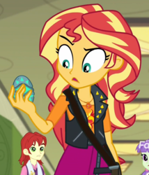 Size: 1365x1593 | Tagged: safe, edit, edited screencap, screencap, nolan north, starlight, sunset shimmer, equestria girls, equestria girls series, forgotten friendship, g4, background human, cropped, geode of empathy, hand, meme, memory stone, solo focus, sunset holding things, this will not end well