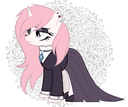 Size: 1930x1615 | Tagged: safe, artist:queenofsilvers, oc, oc only, oc:candy sweet, pony, unicorn, fake it 'til you make it, g4, clothes, female, goth, horn, lidded eyes, mare, solo, unicorn oc