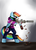 Size: 2205x3031 | Tagged: safe, artist:php97, rainbow dash, pegasus, pony, g4, bandana, bipedal, clothes, drum magazine, female, gun, high res, hoodie, mare, medic, shooting, shotgun, solo, weapon