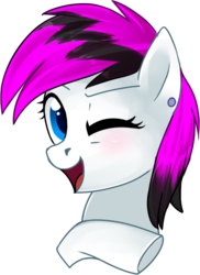 Size: 486x666 | Tagged: safe, artist:sugguk, oc, oc only, pony, bust, female, mare, one eye closed, portrait, simple background, solo, transparent background, wink