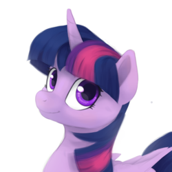 Size: 3500x3500 | Tagged: safe, artist:stardep, twilight sparkle, alicorn, pony, g4, bust, cute, female, high res, mare, portrait, simple background, smiling, solo, twiabetes, twilight sparkle (alicorn), white background