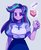 Size: 1488x1817 | Tagged: dead source, safe, artist:bibiriswamp, artist:bibiriswamp1, starlight glimmer, human, g4, cake, clothes, female, food, humanized, magic, no pupils, solo, spoon