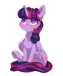 Size: 1000x1200 | Tagged: safe, artist:makkah, twilight sparkle, alicorn, pony, g4, blushing, chest fluff, cute, female, mare, simple background, solo, twiabetes, twilight sparkle (alicorn), white background