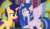 Size: 1960x1124 | Tagged: safe, artist:ilaria122, oc, oc:shooting star (ilaria122), oc:velvet star, alicorn, pony, unicorn, ethereal mane, female, male, mare, next generation, offspring, parent:flash sentry, parent:twilight sparkle, parents:flashlight, simple background, sisters, starry mane