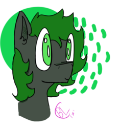 Size: 797x847 | Tagged: safe, artist:blacklightbuggo, derpibooru exclusive, oc, oc only, oc:minus, earth pony, pony, bust, colored, green eyes, green mane, male, simple background, smiling, solo