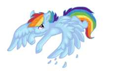 Size: 1196x762 | Tagged: safe, artist:tinttiyo, rainbow dash, pegasus, pony, g4, blushing, feather, female, flying, looking at you, mare, simple background, solo, spread wings, transparent background, wings
