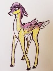 Size: 2789x3719 | Tagged: safe, artist:smirk, fluttershy, deer, g4, deerified, female, fluffy, high res, my little cervine, solo, species swap, traditional art