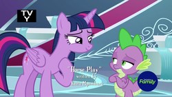 Size: 1920x1080 | Tagged: safe, screencap, spike, twilight sparkle, alicorn, pony, g4, horse play, discovery family logo, twilight sparkle (alicorn)