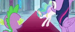 Size: 640x280 | Tagged: safe, screencap, princess celestia, spike, twilight sparkle, alicorn, dragon, pony, horse play, animated, blinking, confused, cute, cutelestia, eyes closed, female, frown, grin, happy, hnnng, horses doing horse things, jumping, majestic as fuck, male, mare, open mouth, prancelestia, prancing, pronking, sillestia, silly, smiling, twilight sparkle (alicorn), weapons-grade cute