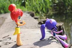 Size: 6000x4000 | Tagged: safe, artist:artofmagicpoland, sci-twi, sunset shimmer, twilight sparkle, equestria girls, g4, my little pony equestria girls: better together, clothes, doll, equestria girls minis, female, irl, photo, ponytail, swimsuit, this will not end well, toy