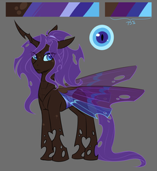 Size: 2659x2904 | Tagged: safe, artist:askbubblelee, oc, oc only, changeling, changeling queen, changeling oc, changeling queen oc, female, high res, ponysona, purple changeling, reference sheet, simple background, solo