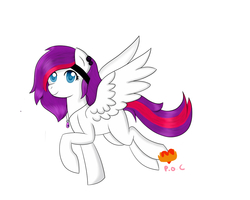 Size: 1024x819 | Tagged: safe, artist:demonwolfspirit, oc, oc only, pegasus, pony, accessory, flying, simple background, solo, white background