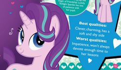 Size: 745x428 | Tagged: safe, starlight glimmer, pony, unicorn, g4, official, ultimate guide, female, mare, solo, text