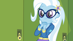 Size: 1920x1080 | Tagged: safe, screencap, trixie, best trends forever, equestria girls, equestria girls series, g4, best trends forever: twilight sparkle, cute, diatrixes, female, glasses, scrunchy face, solo