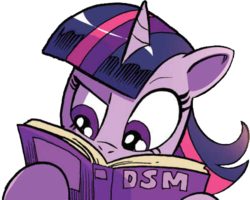 Size: 499x400 | Tagged: safe, artist:andy price, idw, twilight sparkle, pony, g4, spoiler:comic65, background removed, book, cropped, diagnostic and symptoms manual, female, reading, simple background, solo, transparent background