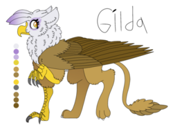 Size: 500x367 | Tagged: safe, artist:eleamorbid, gilda, griffon, g4, cute, eared griffon, ears, female, fluffy, gildadorable, looking at you, raised leg, reference sheet, simple background, smiling, solo, transparent background