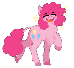 Size: 1280x1166 | Tagged: safe, artist:eleamorbid, pinkie pie, earth pony, pony, g4, cutie mark, eyes closed, female, freckles, leonine tail, mare, raised hoof, simple background, smiling, solo, transparent background