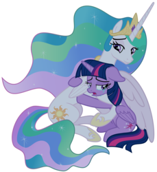 Size: 3200x3500 | Tagged: safe, artist:cheezedoodle96, princess celestia, twilight sparkle, alicorn, pony, g4, horse play, .svg available, affection, apology, comforting, comforting twilight, crying, duo, female, floppy ears, forgiveness, high res, hug, mare, momlestia, momlestia fuel, motherly, night, reconciliation, remorse, sad, scene interpretation, simple background, sitting, svg, teary eyes, transparent background, twilight sparkle (alicorn), vector, winghug