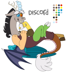 Size: 2048x2248 | Tagged: safe, artist:eleamorbid, discord, draconequus, g4, alternate eye color, high res, male, reference sheet, simple background, solo, transparent background