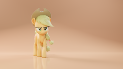 Size: 3840x2160 | Tagged: safe, alternate version, artist:therealdjthed, applejack, earth pony, pony, g4, 3d, 3d model, blender, blender cycles, cycles render, female, grin, high res, mare, model:djthed, simple background, smiling, solo, wallpaper